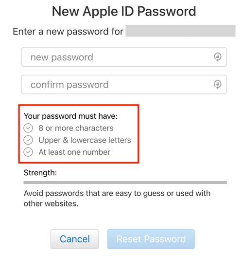reset password icloud