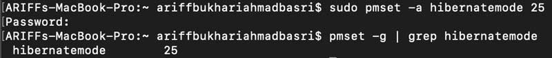 hibernatemode 25 terminal